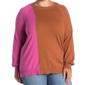 14th & Union NWT Colorblock Crewneck Pullover Sweater Plus Size 2X